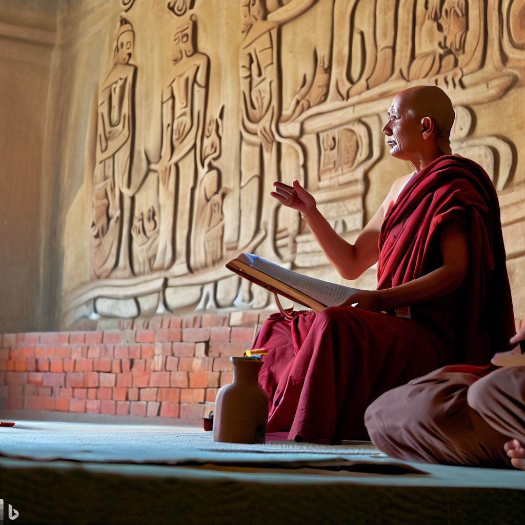 Buddhist Monk Researching at Nalanda University, Bihar, India 